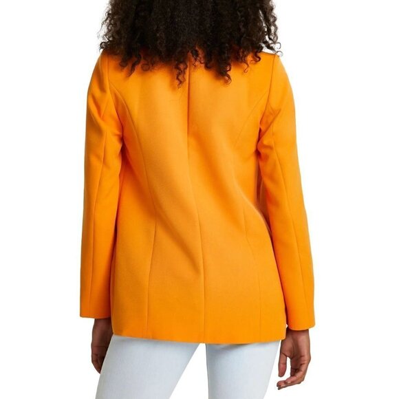 New River Island Size 10 Structured Double Breasted Blazer Orange Dopamine - Picture 3 of 14